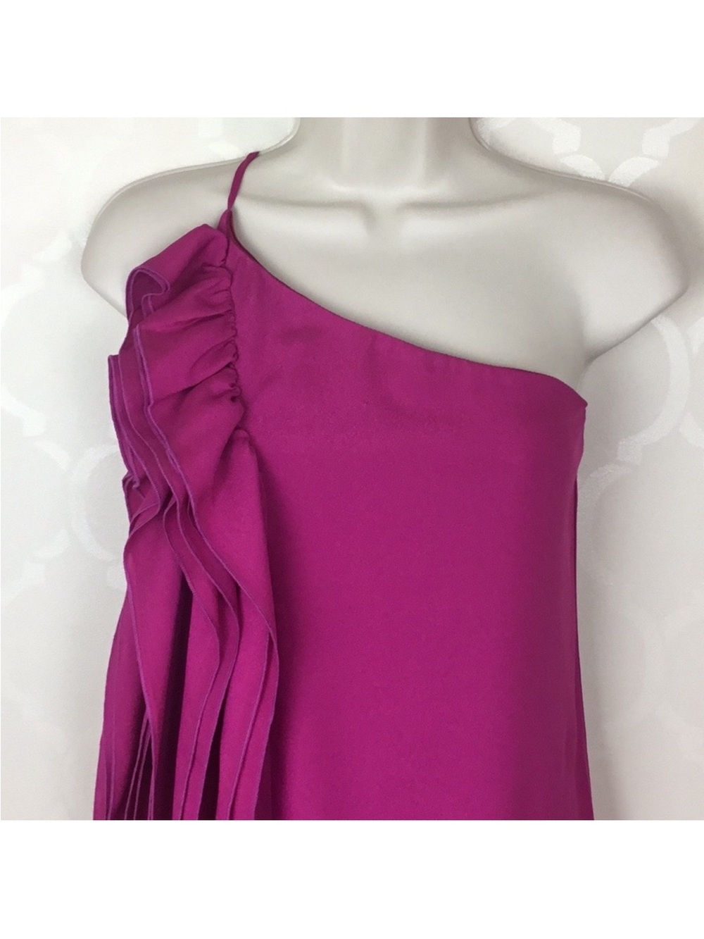 ONE SHOULDER CASCADING RUFFLE FRONT DRESS - Picture 3 of 8